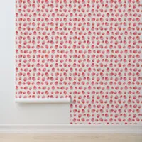 Coquette Strawberry Pink Bows Baby Girl Nursery Wallpaper