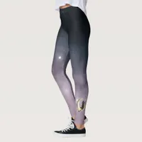 Cute Cartoon Cat on Moon Leggings