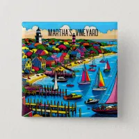 Martha's Vineyard | Colorful Abstract Art Button