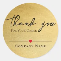 Elegant Gold Thank you label for business Sticker