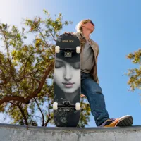 Floral Somberness: A Dark Portrait of Beauty Skateboard