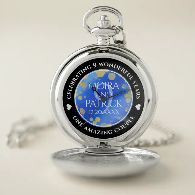 Elegant 9th Lapis Lazuli Wedding Anniversary Pocket Watch