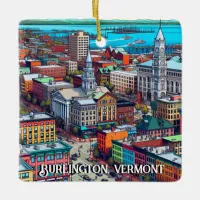 Burlington, Vermont Comic Book Style Art Ceramic Ornament