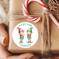 Cute Watercolor  Elves Christmas To and From Classic Round Sticker