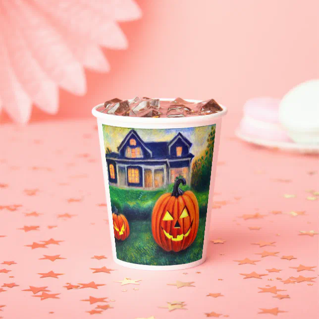Halloween pumpkins illuminated paper cups