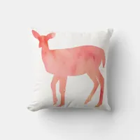 Always Pink Watercolor Doe Deer Throw Pillow