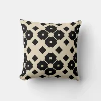 Modern Trendy Black & Beige Geometric Pattern Throw Pillow