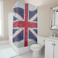 Vibrant mosaic Union Jack Shower Curtain