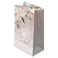 Floral Sparkles Sweet Sixteen Rose Gold ID912 Small Gift Bag