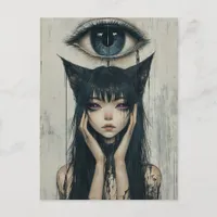 Surreal Woman with cat ears  Postcard