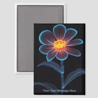 Radiant Neon Glow Flower Art Magnet