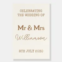 Bride And Groom Golden Brown Wedding Welcome Sign