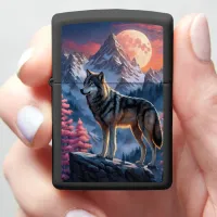 Howling Wolf in Moonlight Night Zippo Lighter