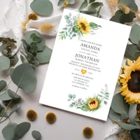 Boho Sunflower Eucalyptus Wedding Invitation