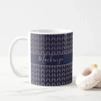 Navy Blue Blush Pink Rose Gold Foil Tribal | Boho Coffee Mug