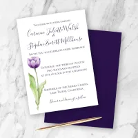 Minimalist Deep Purple Single Tulip Wedding Invitation
