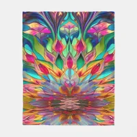 Colorful Abstract Stained Glass  Fleece Blanket