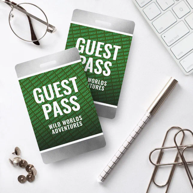 Corporate Forest Green & Steel Guest Pass Badge