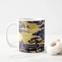 Purple and Yellow Japanese Landscape Coffee Mug