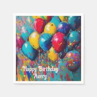 Personalized Colorful Fun Birthday Balloons Cake Napkins