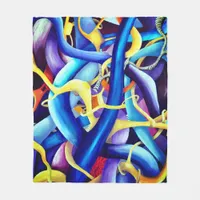 Contemporary Blue Abstract - Depth Illusion Fleece Blanket