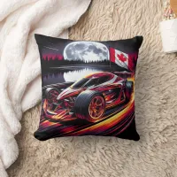 Dynamic go cart racing under a bright moon throw pillow