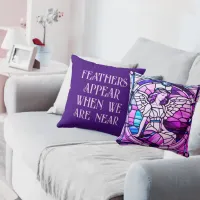 Feathers Appear When Angels Are Near Stained Glass Throw Pillow