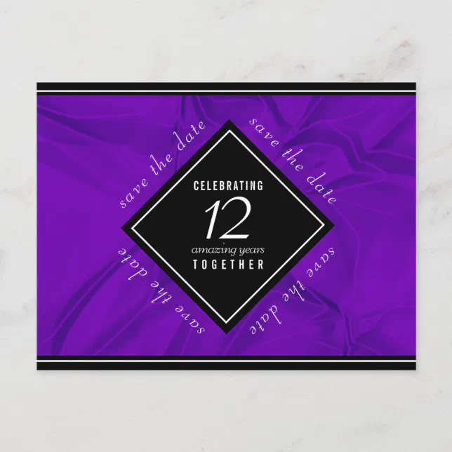 Elegant 12th Silk Wedding Anniversary Celebration Announcement Postcard