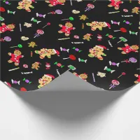 Whimsical Gingerbread Men and Christmas Candy Wrapping Paper