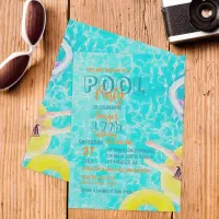 Watercolor Summer Pool Party Birthday Celebration Invitation