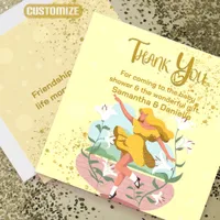 Yellow Pregnant Dance Baby Shower Thank You Card