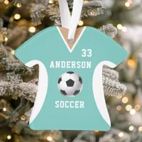 Personalized Teal Soccer Jersey Ornament