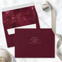 Stone Glitter Wedding Burgundy ID647 Envelope