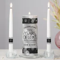 Elegant 10th Tin Wedding Anniversary Unity Candle Set