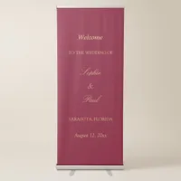 Burgundy Golden Beige Wedding Welcome Retractable Banner