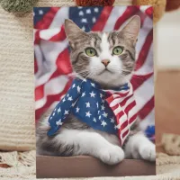 Patriotic Kitty: A Celebration of Freedom Holiday Card