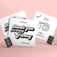 Retro Groovy Pink & Red Thank You Social Media  Square Business Card