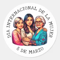 Día Internacional de la Mujer | Women's Day Classic Round Sticker