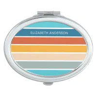 Modern Retro Sunset Stripes Personalized  Compact Mirror