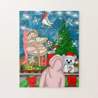 Hand drawn Nostalgic Christmas Window  Display Jigsaw Puzzle