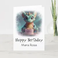 *~*  Baby Sweet Dragon Cake AP88 Birthday Card