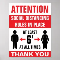 8.5" X 11" Social Distancing Rule Business Poster