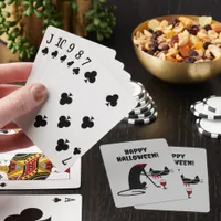 Happy Halloween Cat Headless Dripping Blood Poker Cards