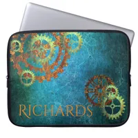 Personalized Steampunk Rusty Gears Laptop Sleeve