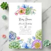 Whimsical Floral and Succulent Baby Shower Invitation