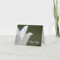 White Tulip Flower on Green Funeral Sympathy Thank You Card