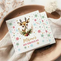 Reindeer Christmas 1st Birthday Red Winter Deer Napkins