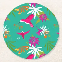 Pretty Hummingbird Multi-Coloured Tropical Round Paper Coaster