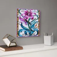 Elegant Lily Artwork With Vibrant Colors Square Wall Clock