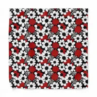 Pretty Floral Pattern in Red, Black and White Bandana